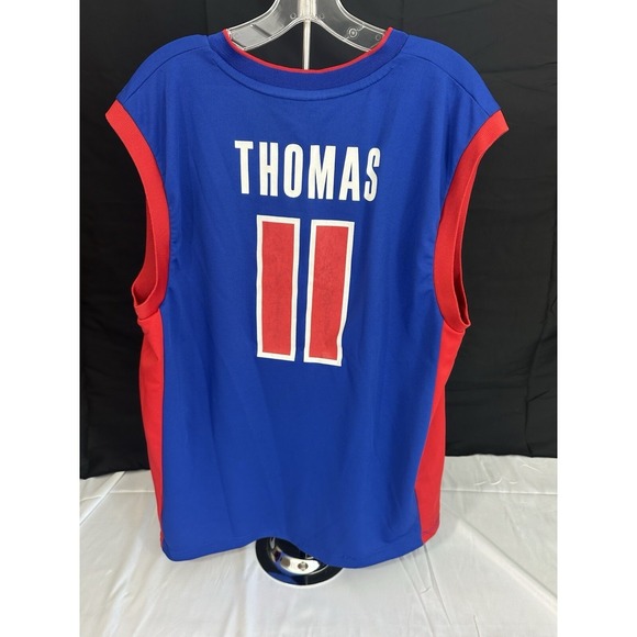 Adidas Detroit Pistons Isiah Thomas 11 Jersey Men Medium Blue Red NBA Basketball - Picture 5 of 5